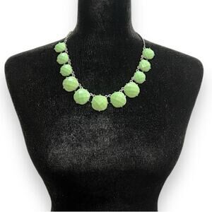 Light green statement, necklace, and faux gems Silver tone &  matching earrings